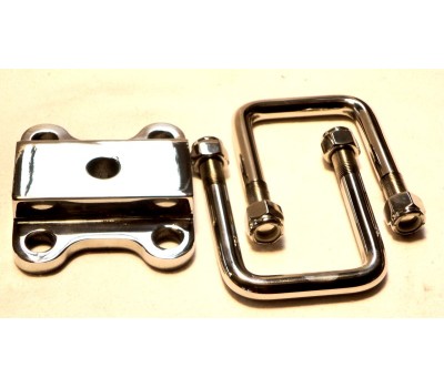 FRONT SPRING PAD AND U BOLTS - STAINLESS STEEL - POLISHED - SUIT 1 3/4” SPRING INC S/S NYLOC NUTS