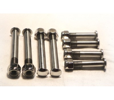 FRONT FOUR BAR BOLTS - S/STEEL - 9/16" LONG & 9/16"  SHORT with S/S  NYLOC NUTS - SET/8 - SHOW USE ONLY ( POLISHED )