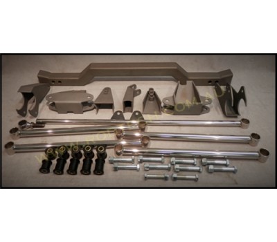 1955 TO 1957 CHEV REAR FOUR LINK SUSPENSION KIT - STAINLESS STEEL - NON ADJUSTABLE KIT INCLUDES - bars, chassis brackets, diff brackets, panhard kit, chassis coil over cross member, bushes, nuts and bolts.